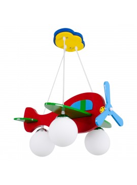 01575 GloboStar® GLOBOSTAR® AIRPLANE 01575 Παιδικό Κρεμαστό Φωτιστικό Οροφής με Ντουί 3 x E27 AC 220-240V IP20 - Πολύχρωμο - Μ51 x Π49 x Υ26cm