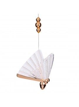 01650 GloboStar®  BUTTERFLY 01650 Μοντέρνο Κρεμαστό Φωτιστικό Φιγούρα CREE LED 10W 800lm 360° AC 85-265V IP20 Θερμό Λευκό 2700K Διάφανο Πλαστικό με Ροζ Χρυσό Μέταλλο - Μ20 x Π17 x Y24cm - 2 Xρόνια Εγγύηση