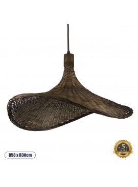 01720 GloboStar® GLOBOSTAR® CUBA 01720 Boho Κρεμαστό Φωτιστικό Οροφής με Ντουί 1 x E27 AC 220-240V IP20 - Καφέ - Μ53 x Π53 x Υ30cm