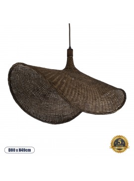 01768 GloboStar® GLOBOSTAR® CUBA 01768 Boho Κρεμαστό Φωτιστικό Οροφής με Ντουί 1 x E27 AC 220-240V IP20 - Καφέ - Μ80 x Π80 x Υ49cm