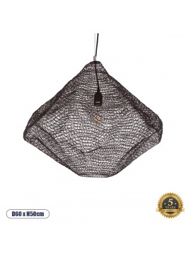 01867 GloboStar® GLOBOSTAR® KENTUCKY 01867 Vintage Κρεμαστό Φωτιστικό Οροφής με Ντουί 1 x E27 AC 220-240V IP20 - Καφέ - Μ60 x Π60 x Υ50cm