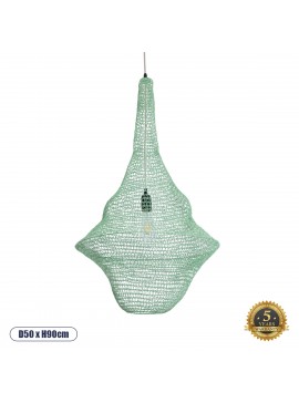 01876 GloboStar® GLOBOSTAR® KENTUCKY 01876 Vintage Κρεμαστό Φωτιστικό Οροφής με Ντουί 1 x E27 AC 220-240V IP20 - Τιρκουάζ - Μ50 x Π50 x Υ90cm