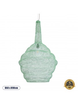 01885 GloboStar® GLOBOSTAR® KENTUCKY 01885 Vintage Κρεμαστό Φωτιστικό Οροφής με Ντουί 1 x E27 AC 220-240V IP20 - Τιρκουάζ - Μ60 x Π60 x Υ90cm
