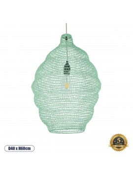 01900 GloboStar® GLOBOSTAR® KENTUCKY 01900 Vintage Κρεμαστό Φωτιστικό Οροφής με Ντουί 1 x E27 AC 220-240V IP20 - Τιρκουάζ - Μ40 x Π40 x Y60cm