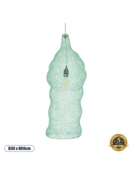 01906 GloboStar® GLOBOSTAR® KENTUCKY 01906 Vintage Κρεμαστό Φωτιστικό Οροφής με Ντουί 1 x E27 AC 220-240V IP20 - Τιρκουάζ - Μ30 x Π30 x Y80cm