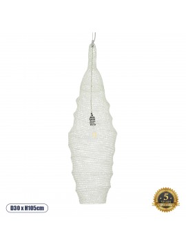 01907 GloboStar® GLOBOSTAR® KENTUCKY 01907 Vintage Κρεμαστό Φωτιστικό Οροφής με Ντουί 1 x E27 AC 220-240V IP20 - Λευκό - Μ30 x Π30 x Y105cm