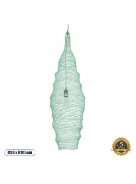 01909 GloboStar® GLOBOSTAR® KENTUCKY 01909 Vintage Κρεμαστό Φωτιστικό Οροφής με Ντουί 1 x E27 AC 220-240V IP20 - Τιρκουάζ - Μ30 x Π30 x Y105cm