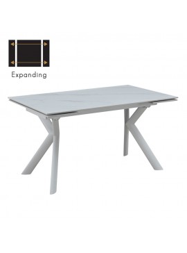 Liberta KIRA ΤΡΑΠΕΖΙ ΕΠΕΚΤΕΙΝΟΜΕΝΟ-Η ΛΕΥΚΟ ΜΕ ΟΨΗ ΜΑΡΜΑΡΟΥ 140x80xH75cm 140x80xH75cm 02-0613