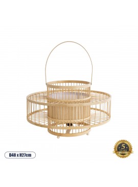 02003 GloboStar® GLOBOSTAR® SORENIA 02003 Boho Επιδαπέδιο Φωτιστικό με Ντουί 1 x E27 AC 220-240V IP20 - Μπεζ - Μ48x Π48 x Υ27cm