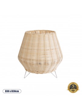 02010 GloboStar® GLOBOSTAR® BOLSON 02010 Boho Επιδαπέδιο Φωτιστικό με Ντουί 1 x E27 AC 220-240V IP20 - Μπεζ & Λευκό - Μ30 x Π30 x Υ30cm