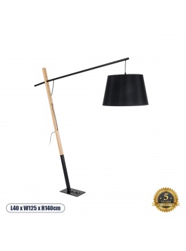 02029 GloboStar® GLOBOSTAR® KELSIE 02029 Μοντέρνο Επιδαπέδιο Φωτιστικό με Ντουί 1 x E27 AC 220-240V IP20 - Μαύρο & Μπεζ - Μ40 x Π125 x Υ140cm