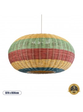 02056 GloboStar® GLOBOSTAR® CABALLEROS 02056 Boho Κρεμαστό Φωτιστικό Οροφής με Ντουί 1 x E27 AC 220-240V IP20 - Πολύχρωμο - Μ70 x Π70 x Υ36cm
