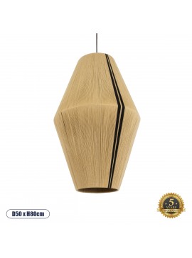 02077 GloboStar® GLOBOSTAR® SALERNO 02077 Boho Κρεμαστό Φωτιστικό Οροφής με Ντουί 1 x E27 AC 220-240V IP20 - Μπεζ & Μαύρο - Μ50 x Π50 x Υ80cm