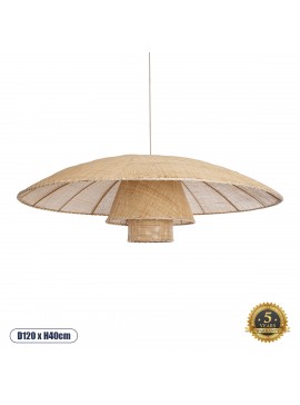 02140 GloboStar® GLOBOSTAR® ZORA 02140 Boho Κρεμαστό Φωτιστικό Οροφής με Ντουί 1 x E27 AC 220-240V IP20 - Μπεζ - Μ120 x Π120 x Υ40cm