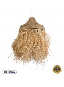 02185 GloboStar® GLOBOSTAR® PORTOFERRAIO 02185 Boho Κρεμαστό Φωτιστικό Οροφής με Ντουί 1 x E27 AC 220-240V IP20 - Μπεζ - Μ50 x Π50 x Υ80cm