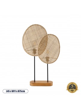 02231 GloboStar® GLOBOSTAR® AZUL 02231 Boho Επιτραπέζιο Φωτιστικό Πορτατίφ με Ντουί 2 x E27 AC 220-240V IP20 - Μπεζ & Μαύρο - Μ45 x Π11 x Υ75cm