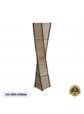 02273 GloboStar® GLOBOSTAR® PALMA 02273 Boho Επιδαπέδιο Φωτιστικό με Ντουί 2 x E27 AC 220-240V IP20 - Καφέ & Μπεζ - Μ34 x Π34 x Υ130cm