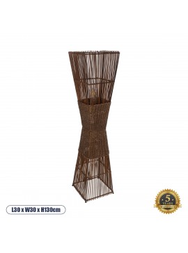 02275 GloboStar® GLOBOSTAR® PALMA 02275 Boho Επιδαπέδιο Φωτιστικό με Ντουί 2 x E27 AC 220-240V IP20 - Καφέ - Μ30 x Π30 x Υ130cm
