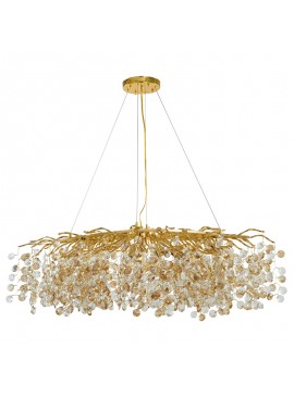 Artekko Crystal Φωτιστικό 9φωτο με Κρύσταλλα Χρυσό (60x60x40)cm Artekko 023-3052
