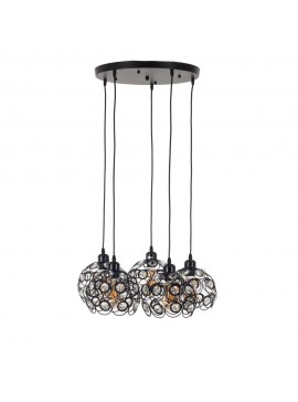Artekko Iron Φωτιστικό Οροφής 5φωτο (Ε27) Μαύρο Μεταλλικό με Κρυσταλλάκια (46x46x22)cm Artekko 023-3310