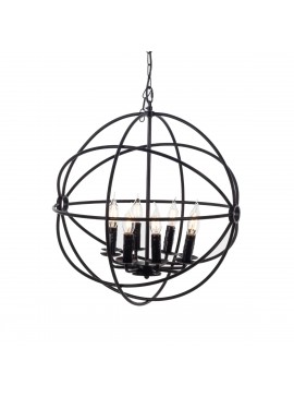 Artekko Iron Φωτιστικό Οροφής 6φωτο (Ε14) Μεταλλικό Μαύρο (53x53x50)cm Artekko 023-3333