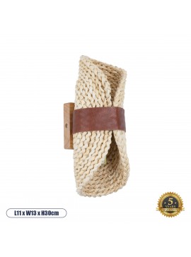 02385 GloboStar® GLOBOSTAR® GUAVA 02385 Boho Φωτιστικό Τοίχου - Απλίκα με Ντουί 2 x G9 AC 220-240V IP20 - Μπεζ & Καφέ - Μ11 x Π13 x Υ30cm