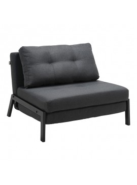 Πολυθρόνα-κρεβάτι Fancy pakoworld ύφασμα σε ανθρακί απόχρωση και πόδι μαύρο μέταλλο 95x98x70εκ