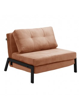 Πολυθρόνα-κρεβάτι Fancy pakoworld βελούδο σε σάπιο μήλο απόχρωση και πόδι μαύρο μέταλλο 95x98x70εκ