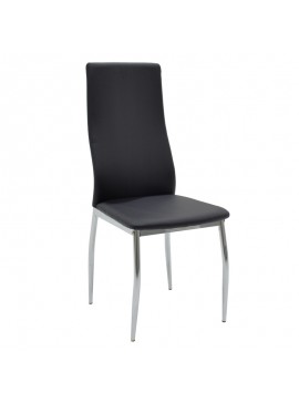 Καρέκλα Jella pakoworld PU μαύρο-πόδι χρωμίου 029-000006