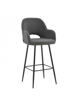 Σκαμπό bar Renish pakoworld μπουκλέ γκρι-μεταλλικό μαύρο πόδι 51x57x114εκ