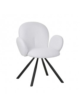 Intrahome Πολυθρόνα Garzele intrahome λευκό μπουκλέ ύφασμα-πόδι μαύρο μέταλλο 68x66x82.5εκ | SKU: INTRAPA-130111358