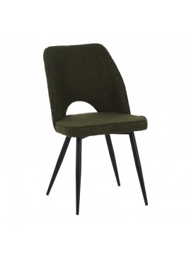 Intrahome Καρέκλα Renish Intrahome μπουκλέ ύφασμα σε λαδί απόχρωση με μαύρα μεταλλικά πόδια 61x47x91.5εκ | SKU: INTRAPA-130111390