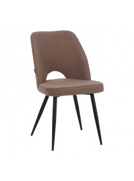 Intrahome Καρέκλα Renish Intrahome μπουκλέ ύφασμα σε cappuccino απόχρωση με μαύρα μεταλλικά πόδια 61x47x91.5εκ | SKU: INTRAPA-130111301