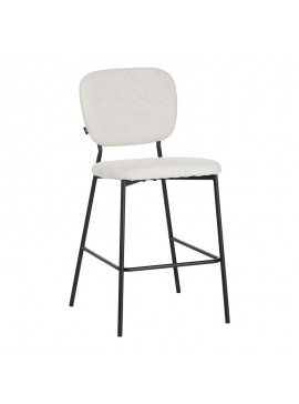 Σκαμπό μπαρ Cathair pakoworld μπουκλέ ύφασμα σε μπεζ απόχρωση με μαύρα μεταλλικά πόδια 48x54x100εκ