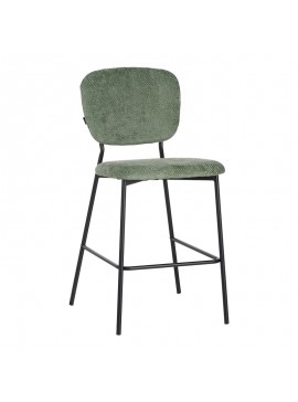 Σκαμπό μπαρ Cathair pakoworld μπουκλέ ύφασμα σε λαδί απόχρωση με μαύρα μεταλλικά πόδια 48x54x100εκ