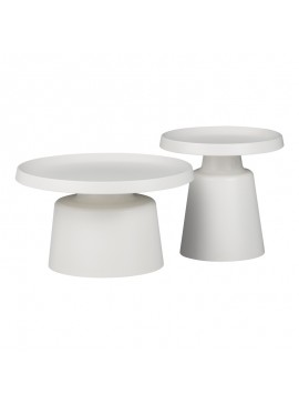 Τραπέζια σαλονιού Ginoze Inart σετ 2τεμ μέταλλο σε λευκή απόχρωση