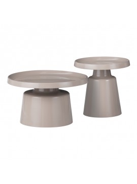 Τραπέζια σαλονιού Ginoze Inart σετ 2τεμ μέταλλο σε cappuccino απόχρωση