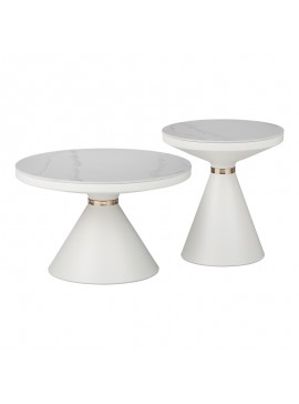 Intrahome Βοηθητικά τραπέζια Coozlin intrahome sintered stone σε απόχρωση λευκό μαρμάρου με λευκό-χρυσό μέταλλο | SKU: INTRAPA-130111431