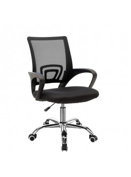 Καρέκλα γραφείου Berto II pakoworld με ανάκλιση ύφασμα mesh σε μαύρη απόχρωση 60x48x85-95εκ