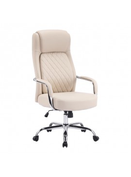 Καρέκλα γραφείου διευθυντή Rianda pakoworld pu σε μπεζ απόχρωση 70x64x116-124εκ