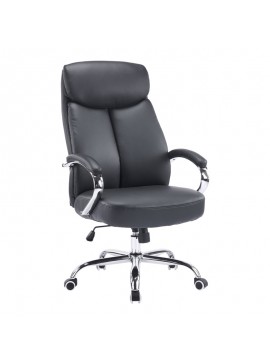 Καρέκλα γραφείου διευθυντή Venza pakoworld pu σε μαύρη απόχρωση 70x65x117-124εκ