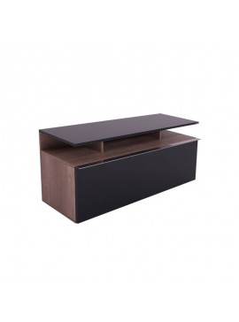 Έπιπλο τηλεόρασης Temano pakoworld σε μαύρη gloss-καρυδι απόχρωση 117x40x48εκ