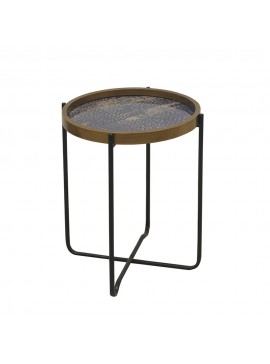 BIG FISH SIDE TABLE ΠΟΛΥΧΡΩΜΟ ΜΕ PATTERN ΜΑΥΡΟ D40xH57,5cm 04-0433