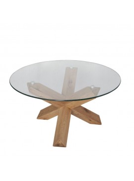 Liberta GLASS COFFEE TABLE ΔΙΑΦΑΝΟ OAK 80x80xH42cm 80x80xH42cm 04-0792
