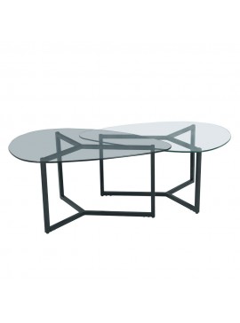 Liberta ROCKS COFFEE TABLE SET 2ΤΕΜ ΔΙΑΦΑΝΟ FUME ΜΑΥΡΟ 82x59xH40cm 82x59xH40cm 04-0915