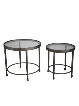 Liberta GRANAZ SIDE TABLE SET 2ΤΕΜ ΜΑΥΡΟ ΜΑΥΡΟ 65x65xH60cm 65x65xH60cm 04-1103