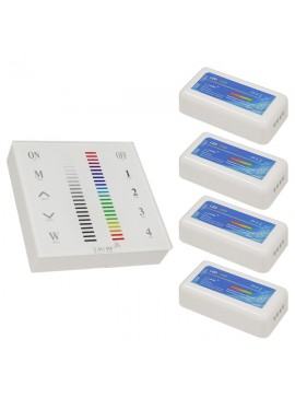 04054 GloboStar® Ασύρματος LED RGB Controller με Χειριστήριο Τοίχου Αφής 2.4G RF 12v (576w) - 24v (1152w) DC για Τέσσερα Group GloboStar 04054