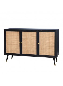 Liberta VIENNA ΜΠΟΥΦΕΣ ΜΑΥΡΟ ΜΕ RATTAN 120x39xH75,5cm 120x39xH75,5cm 05-0564