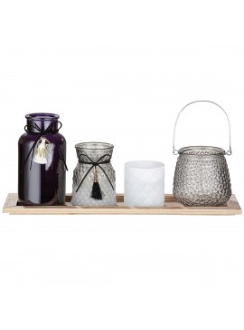 Σετ Φανάρι/Βάζο ArteLibre Πολύχρωμο Γυαλί 15x40x18cm Σετ 4Τμχ