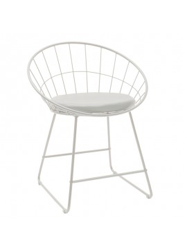 Καρέκλα Seth pakoworld μέταλλο λευκό-μαξιλάρι PVC λευκό 058-000059